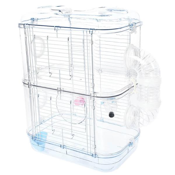 2 TIER HAMSTER CAGE- (CLEAR BLUE) 32x21x39cm 