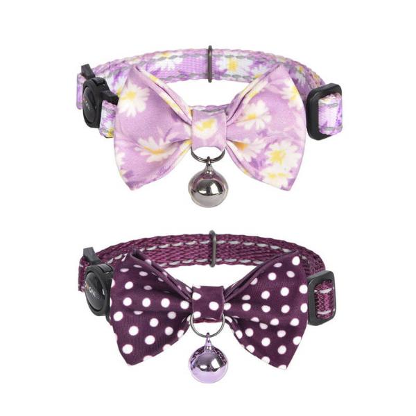 CAT COLLAR 2PCS (FLORAL CALAMUS/POLKA DOT PURPLE) (10mmx18-30cm) 