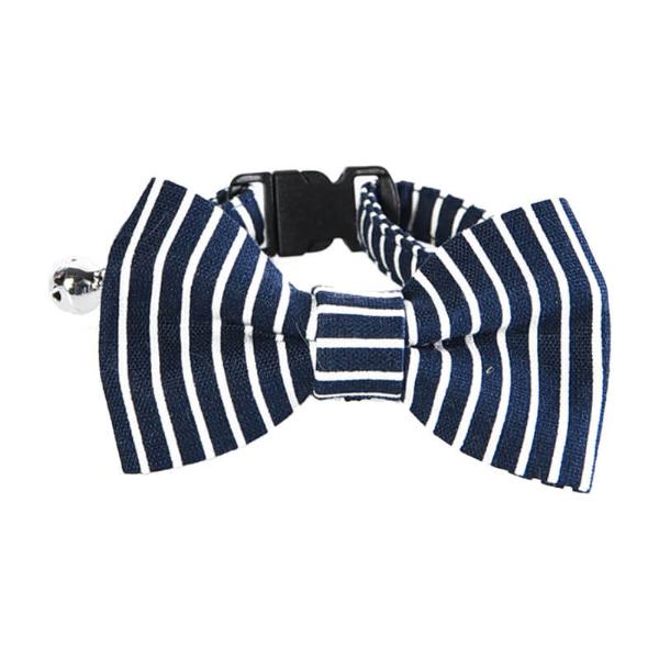 CAT COLLAR STRIPE (NAVY/WHITE)(10mmx11-22cm) 