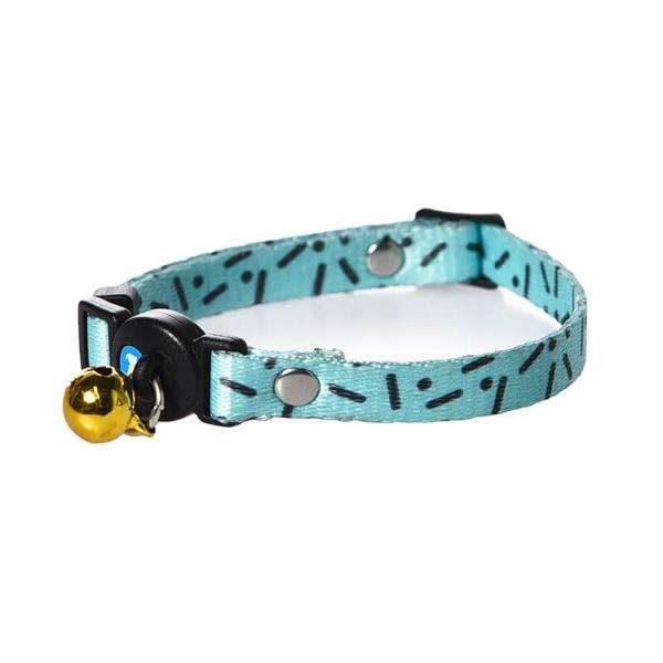 CAT COLLAR WITH GOLD BELL (BLUE/BLACK) (10mmx32cm) 