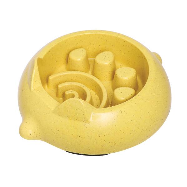 BAMBOO SLOW FEEDER - (YELLOW) (350ml) (22.5x19.6x7cm) 