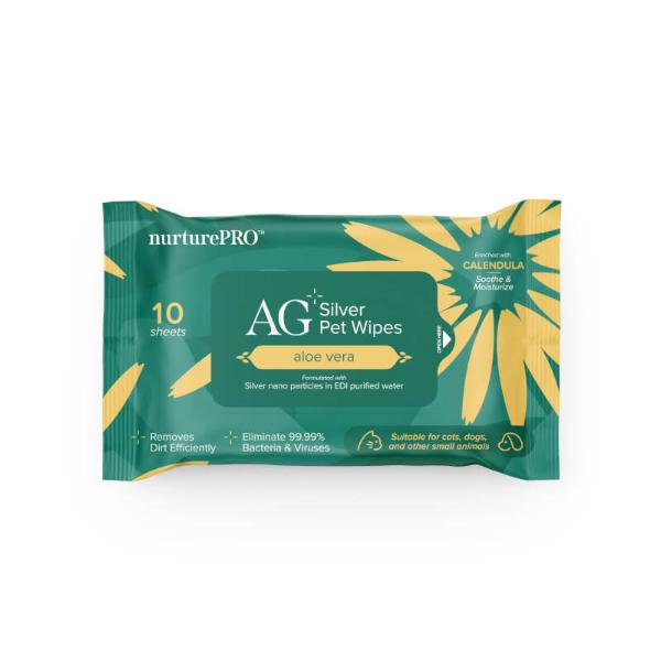 AG SILVER PET WIPES ALOE VERA 10 SHEETS 