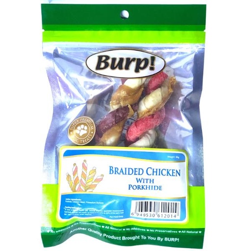 BRAIDED CHICKEN WITH PORKHIDE 80g (2pcs/pkt) 