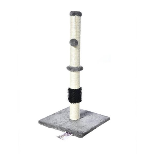 CAT SCRATCHER GREY WITH BLACK SELF GROOMING BRUSH (60x30x30cm) 