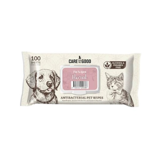 ANTIBACTERIAL PET WIPES - FLORAL, 100 pieces 