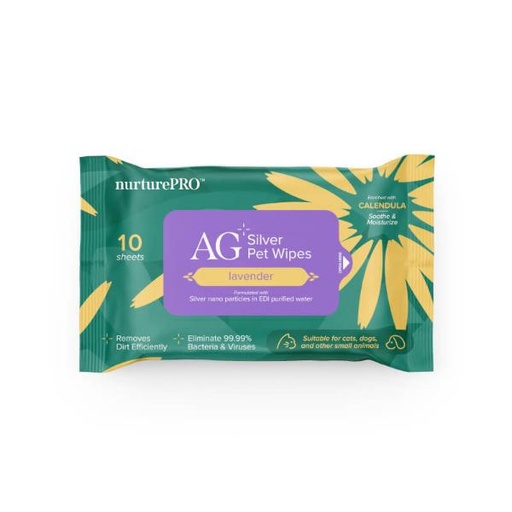 AG SILVER PET WIPES LAVENDER 10 SHEETS 