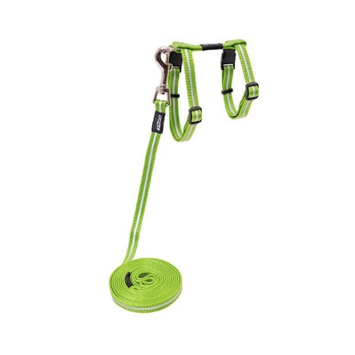 ALLEYCAT HARNESS AND LEAD - LIME (SMALL) (24-40cm) 1.8m 