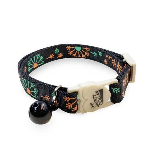 CAT COLLAR - DANDELION FLORAL (BLACK) (10mmx20-30cm) 