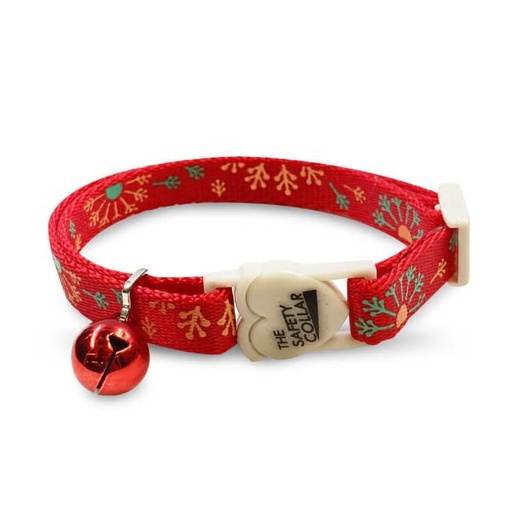 CAT COLLAR - DANDELION FLORAL (RED) (10mmx20-30cm) 