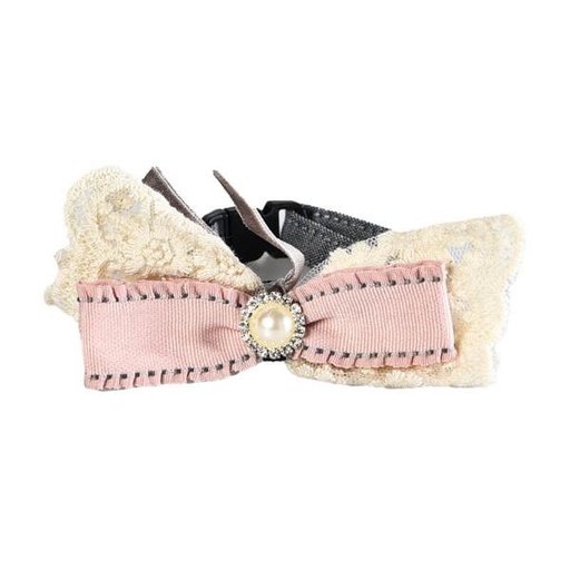 CAT COLLAR WITH LACE BOW (PINK/WHITE) (10mmx11-22cm) 