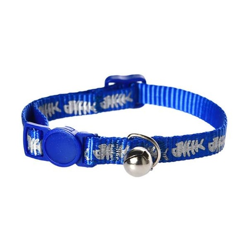 CAT COLLAR WITH FISH BONE (BLUE) (10mmx32cm) 